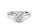 White gold Heart Solitaire Heart Prong Engagement Ring with Tapered Band_55