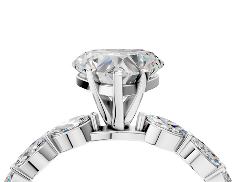 White gold Heart Solitaire Marquise Side Stone Prong Setting Ring_57