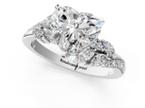 White gold Heart Solitaire Marquise Twist Band with Six-Prong Setting_59