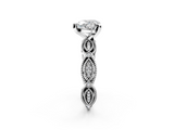 White gold Heart Solitaire Milgrain Diamond Engagement Ring with Bezel and Marquise Band_150