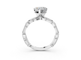 White gold Heart Solitaire Milgrain Diamond Engagement Ring with Bezel and Marquise Band_151