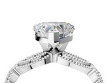 White gold Heart Solitaire Milgrain Diamond Engagement Ring with Bezel and Marquise Band_152