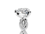 White gold Heart Solitaire Milgrain Diamond Engagement Ring with Bezel and Marquise Band_153