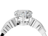 White gold Heart Solitaire Milgrain Leaf Band with Prong Setting_7