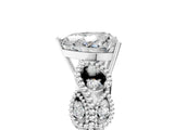 White gold Heart Solitaire Milgrain Leaf Band with Prong Setting_8
