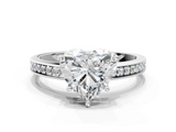 White gold Heart Solitaire Pavé Band Prong Setting Ring_20