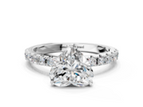 White gold Heart Solitaire Pavé Band with Four-Prong Setting_201