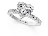 White gold Heart Solitaire Pavé Band with Four-Prong Setting_202