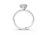 White gold Heart Solitaire Pavé Band with Four-Prong Setting_204
