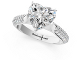 White gold Heart Solitaire Pavé Diamond Engagement Ring with Four-Prong Setting_199