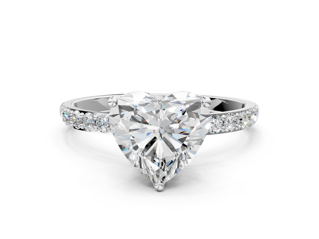 White gold Heart Solitaire Pavé Diamond Engagement Ring with Four-Prong Setting_31