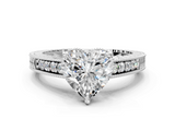 White gold Heart Solitaire Pavé Diamond Milgrain Engagement Ring with Four-Prong Setting_21