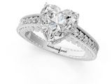 White gold Heart Solitaire Pavé Diamond Milgrain Engagement Ring with Four-Prong Setting_22
