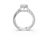 White gold Heart Solitaire Pavé Diamond Milgrain Engagement Ring with Four-Prong Setting_24