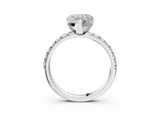 White gold Heart Solitaire Pave Diamond Engagement Ring with Four-Prong Setting_351