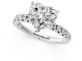 White gold Heart Solitaire Pave Diamond Engagement Ring with Four-Prong Setting_354