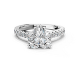 White gold Heart Solitaire Pave Diamond Engagement Ring with Prong Setting_55