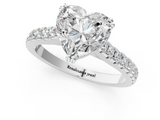 White gold Heart Solitaire Pave Diamond Engagement Ring with Prong Setting_56