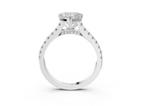 White gold Heart Solitaire Pave Diamond Engagement Ring with Prong Setting_58