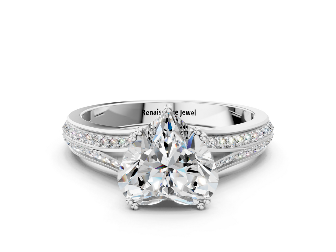 White gold Heart Solitaire Pave Split Shank Engagement Ring with Six-Prong Setting_47