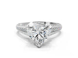 White gold Heart Solitaire Pave Split Shank Ring with Four-Prong Setting_81