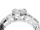 White gold Heart Solitaire Princess Side Stone Engraved Band Prong Setting Ring_7