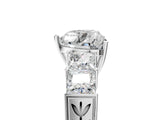 White gold Heart Solitaire Princess Side Stone Engraved Band Prong Setting Ring_8