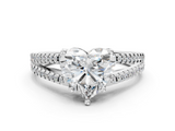 White gold Heart Solitaire Split Shank Pavé Diamond Engagement Ring_306
