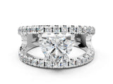 White gold Heart Solitaire Split Shank Pave Diamond Ring_44