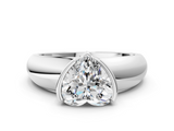White gold Heart Solitaire Tension Set Diamond Ring with Wide Band_37