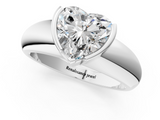 White gold Heart Solitaire Tension Set Diamond Ring with Wide Band_38