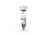 White gold Heart Solitaire Tension Set Diamond Ring with Wide Band_39