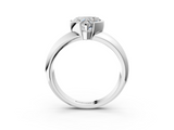 White gold Heart Solitaire Tension Set Diamond Ring with Wide Band_40