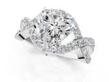 White gold Heart Solitaire Twist Band Pavé Diamond Engagement Ring_100