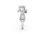 White gold Heart Solitaire Twist Band Pavé Diamond Engagement Ring_88