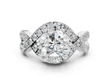 White gold Heart Solitaire Twist Band Pavé Diamond Engagement Ring_99