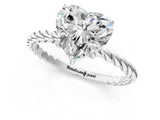 White gold Heart Solitaire Twist Band Ring with Four-Prong Setting_13