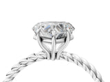 White gold Heart Solitaire Twist Band Ring with Four-Prong Setting_16