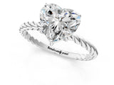 White gold Heart Solitaire Twist Band Ring with Four-Prong Setting_69