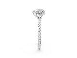 White gold Heart Solitaire Twist Band Ring with Four-Prong Setting_70