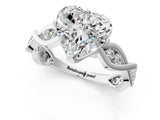 White gold Heart Solitaire Twist Band with Leaf Prong Setting 1