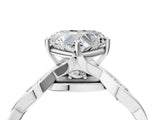 White gold Heart Solitaire Twist Band with Leaf Prong Setting 4