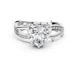 White gold Heart Solitaire Twist Band with Pavé Accents and Four-Prong Setting_20