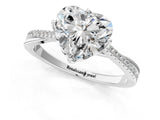 White gold Heart Solitaire Twist Band with Pavé Diamonds and Four-Prong Setting_93