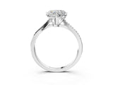 White gold Heart Solitaire Twist Band with Pavé Diamonds and Four-Prong Setting_96