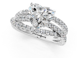 White gold Heart Solitaire Twist Band with Pavé Setting and Four-Prong Setting_135