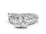 White gold Heart Solitaire Twist Band with Pavé Setting and Four-Prong Setting_137