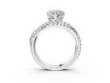 White gold Heart Solitaire Twist Band with Pavé Setting and Four-Prong Setting_137