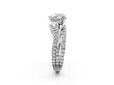 White gold Heart Solitaire Twist Band with Pavé Setting and Four-Prong Setting_139