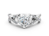 White gold Heart Solitaire Twist Band with Pavé Setting and Four-Prong Setting_28